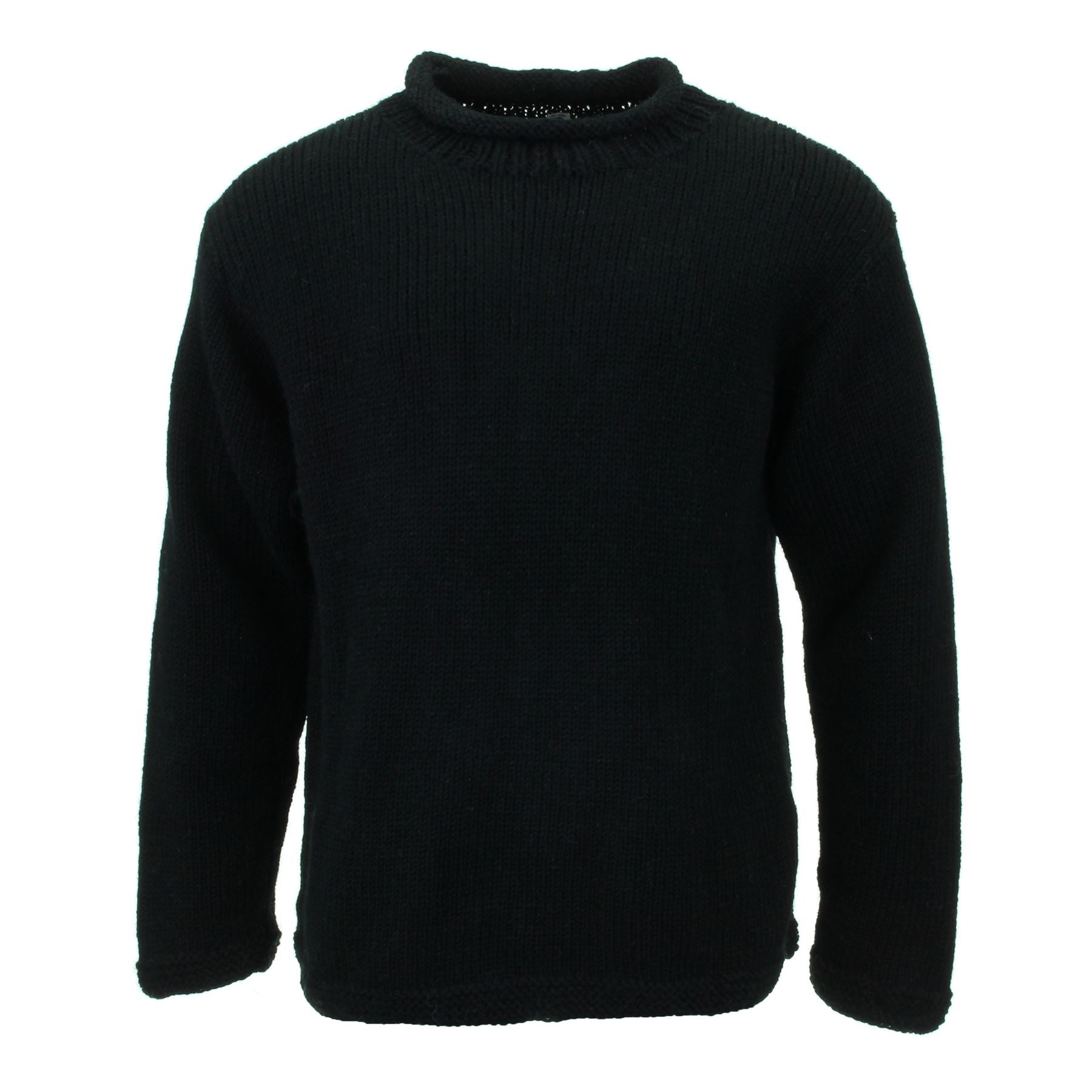 Hand Knitted Wool Jumper Plain Black LoudElephant