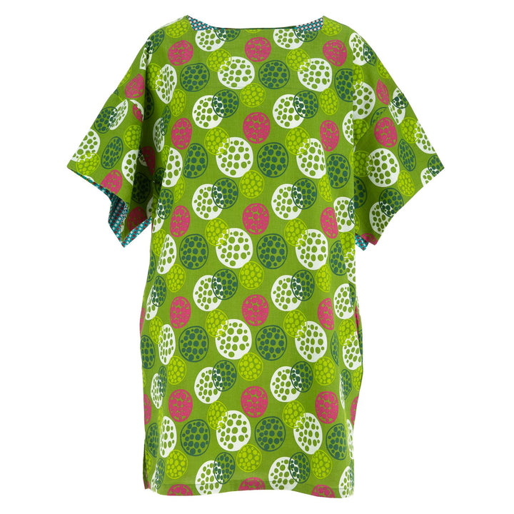 Modern Kimono Pocket Dress - Lime Cluster