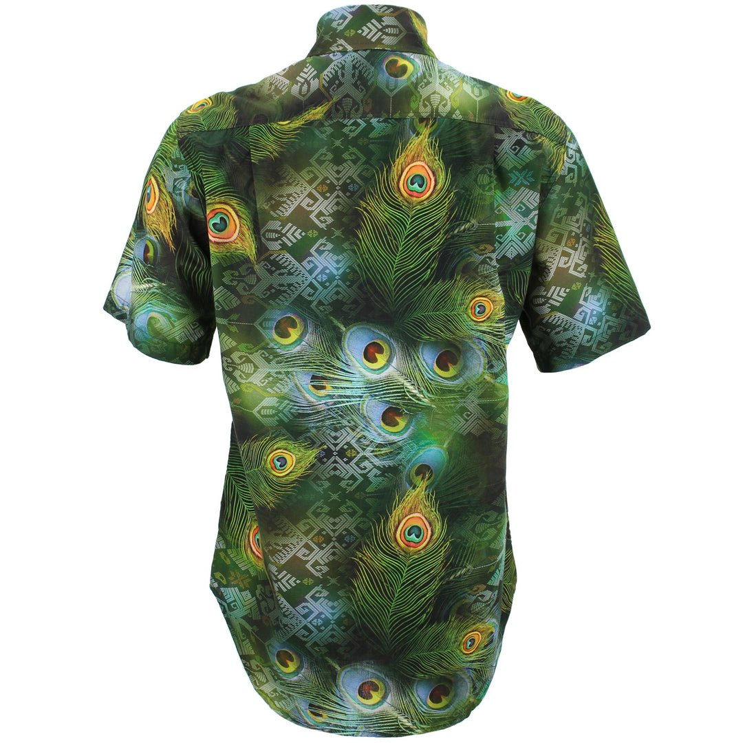 Regular Fit Short Sleeve Shirt - Peacock Feathers