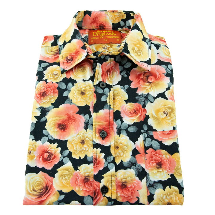 Regular Fit Long Sleeve Shirt - Blooming - Black Orange