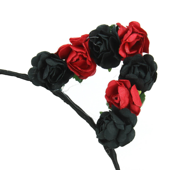 Cat Ear Garland Headband - Red-Black