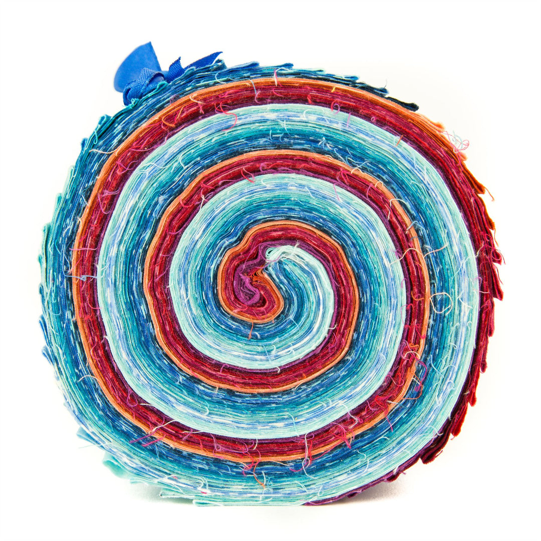 Cotton Batik Pre Cut Fabric Bundles - Jelly Roll - Blues & Reds