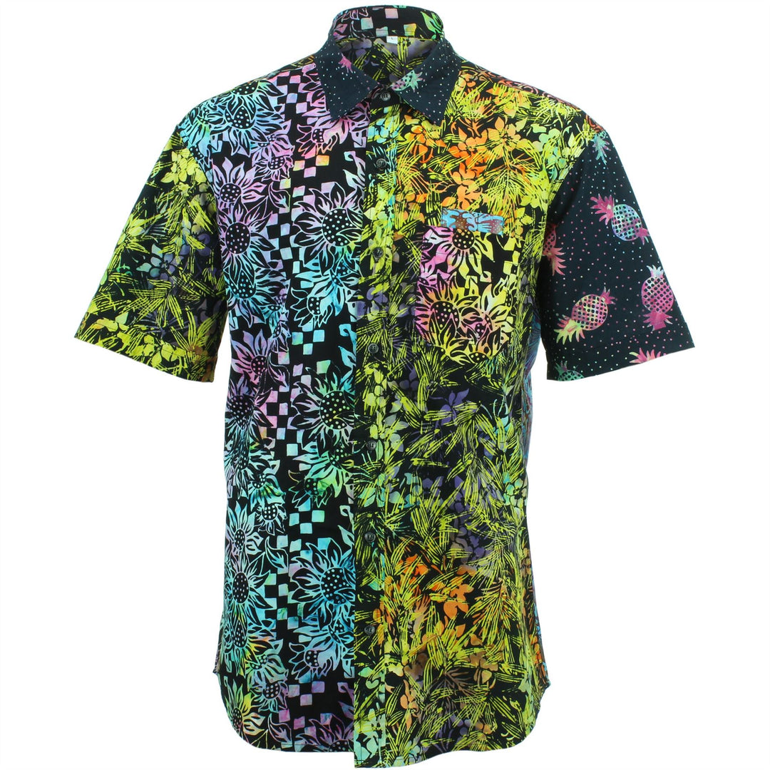 Regular Fit Short Sleeve Shirt - Random Mixed Batik - Black Neon