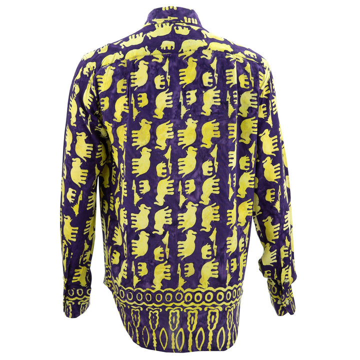 Regular Fit Long Sleeve Shirt - Herd of Elephants - Purple