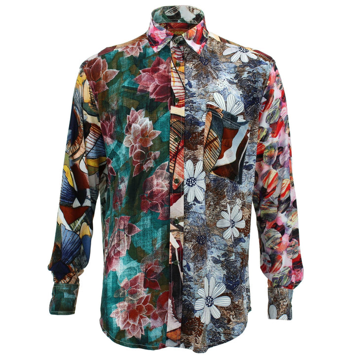 Regular Fit Long Sleeve Shirt - Random Mixed Panel - Abstract