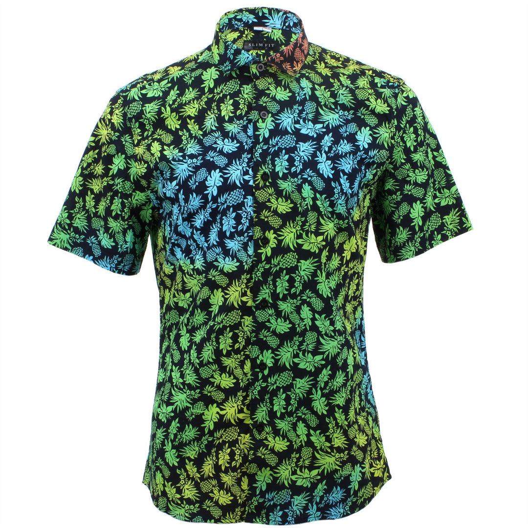 Slim Fit Short Sleeve Shirt - Multicoloured Pinapples