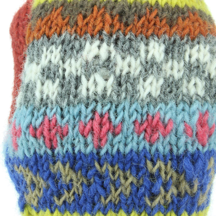 Chunky Wool Knit Mittens - Chevron - Orange