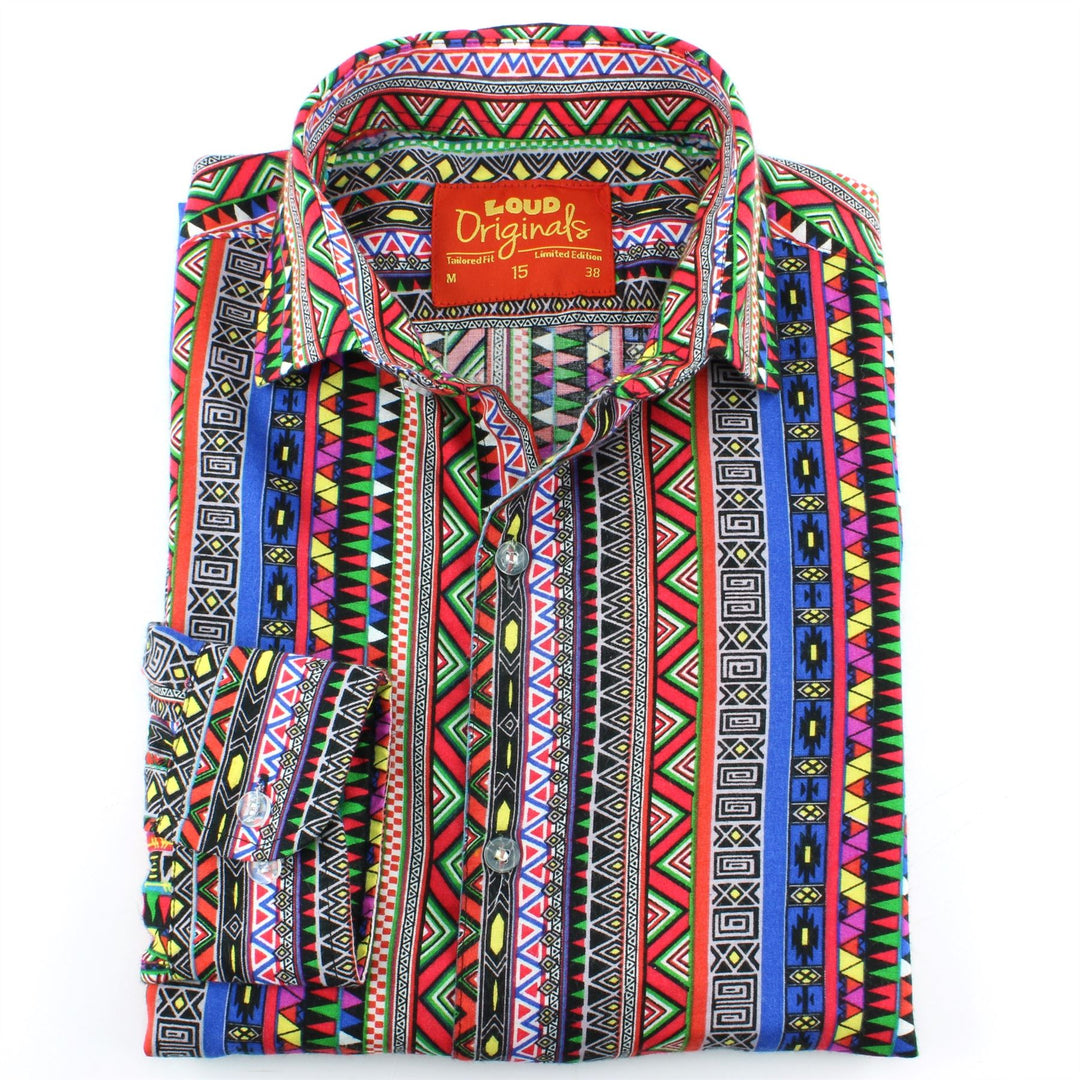 Tailored Fit Long Sleeve Shirt - Aztec Stripes