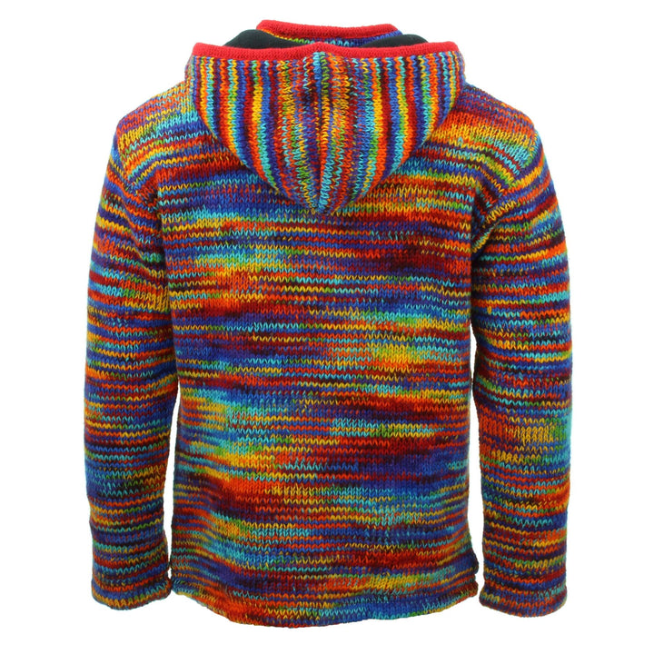 Hand Knitted Wool Hooded Jacket Cardigan - SD Rainbow