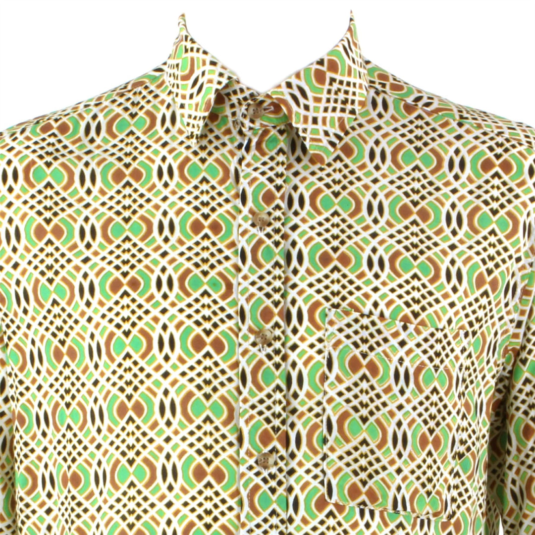 Regular Fit Long Sleeve Shirt - Green & Red Abstract