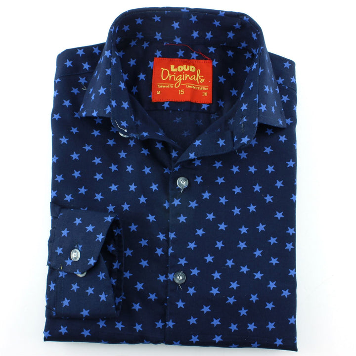 Slim Fit Long Sleeve Shirt - Ditzy Blue Stars