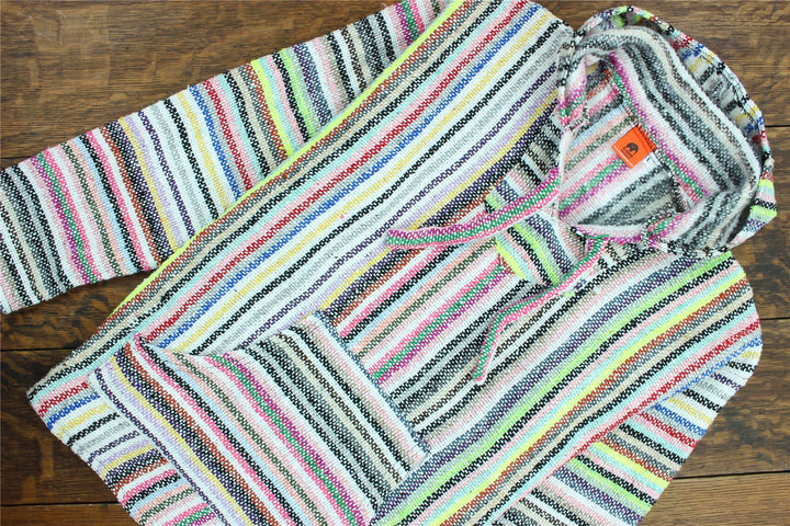 Recycled Mexican Baja Jerga Hoody - Candy Stripe