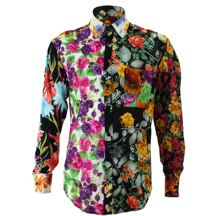 Regular Fit Long Sleeve Shirt - Random Mixed Panel - Floral