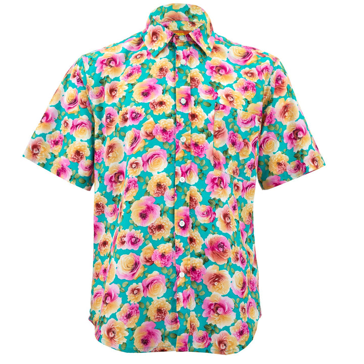 Regular Fit Short Sleeve Shirt - Blooming - Blue