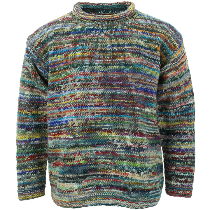 Chunky Wool Space Dye Knit Jumper - Grey Multi