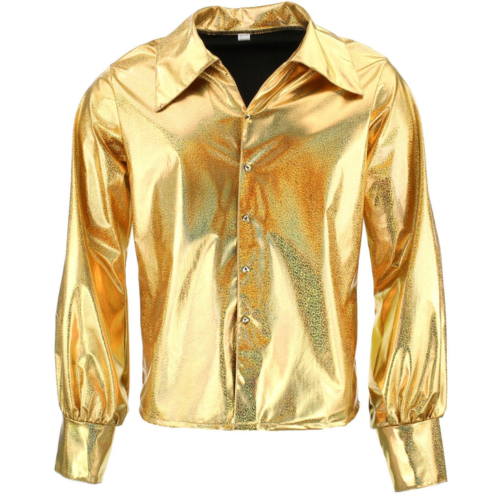 Shiny Metallic 70's Shirt - Gold