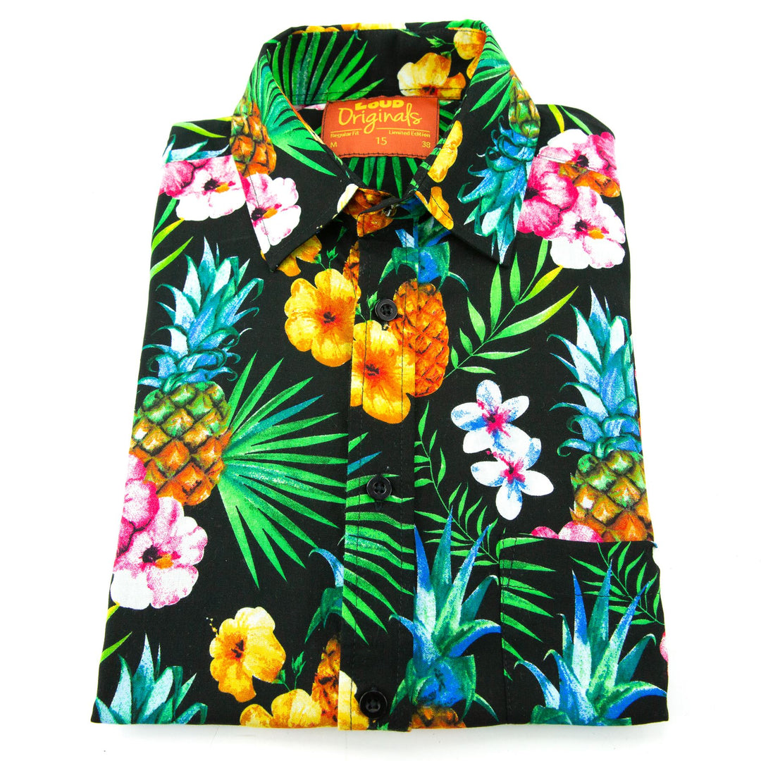 Regular Fit Long Sleeve Shirt - Totally Tropical - Black