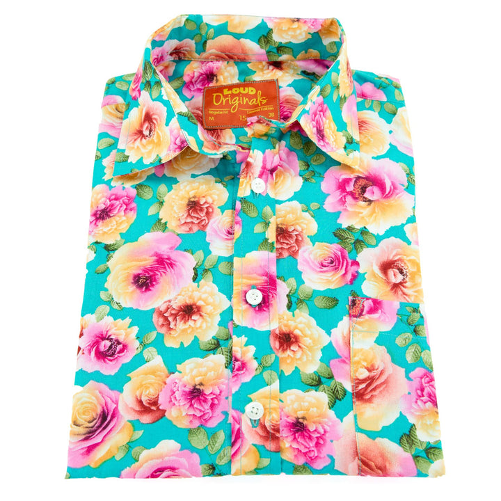 Regular Fit Short Sleeve Shirt - Blooming - Blue