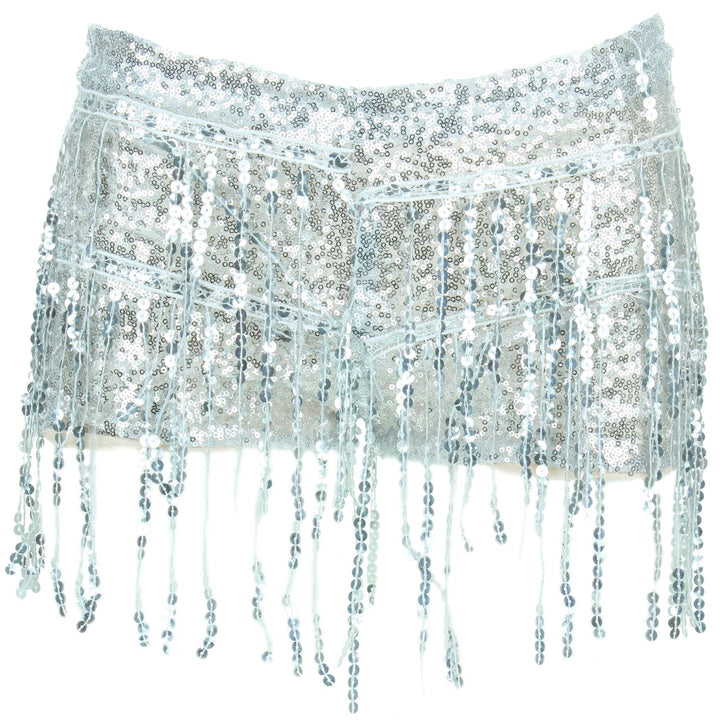 Sequin Tassel Hot Pants - Silver