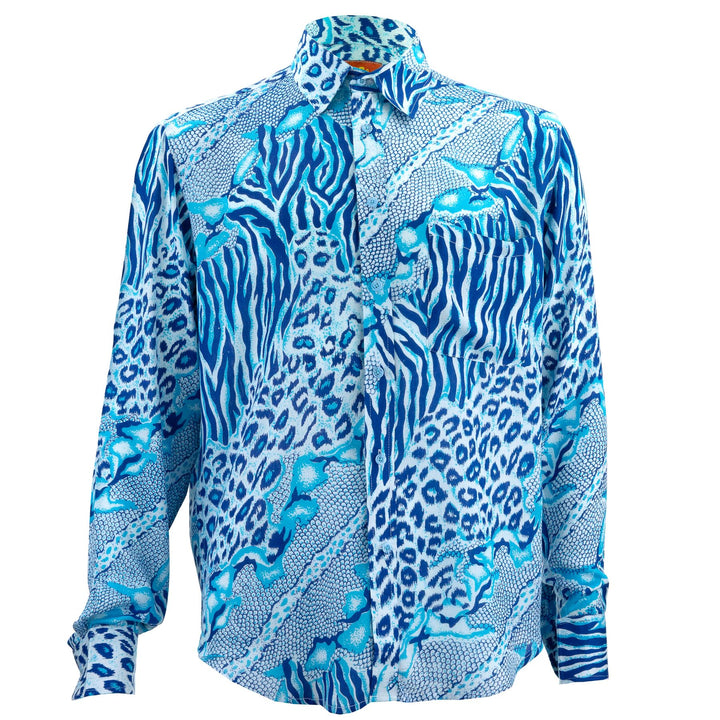 Regular Fit Long Sleeve Shirt - Jungle Menagerie - Blue