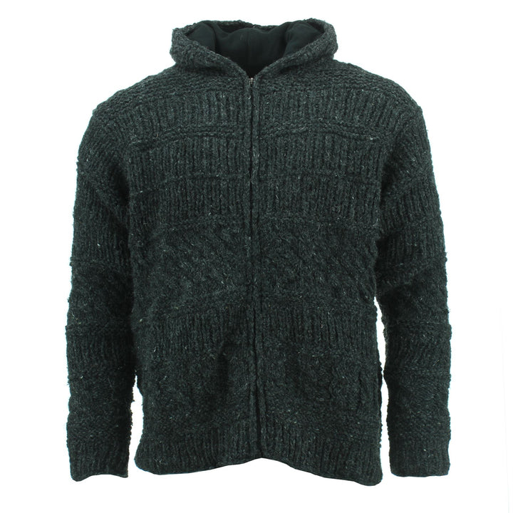 Chunky Wool Multi Knit Hoodie - Charcoal