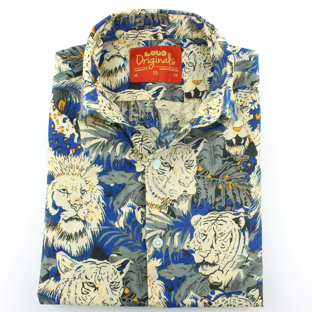 Tailored Fit Short Sleeve Shirt - Lion Tiger Jungle