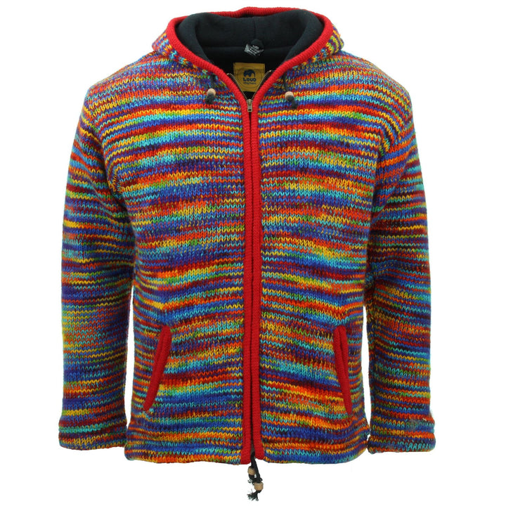 Hand Knitted Wool Hooded Jacket Cardigan - SD Rainbow