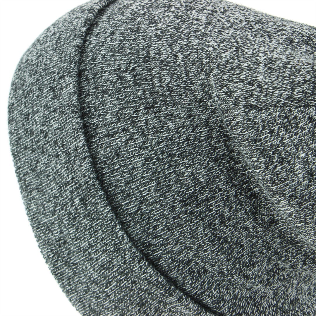 Fine Knit Marl Beanie Hat with Turn-up - Black