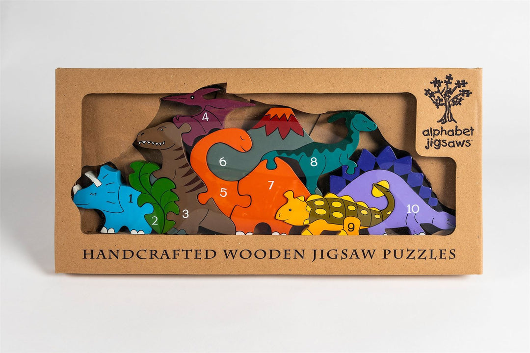 Handmade Wooden Jigsaw Puzzle - Number Dinosaurs