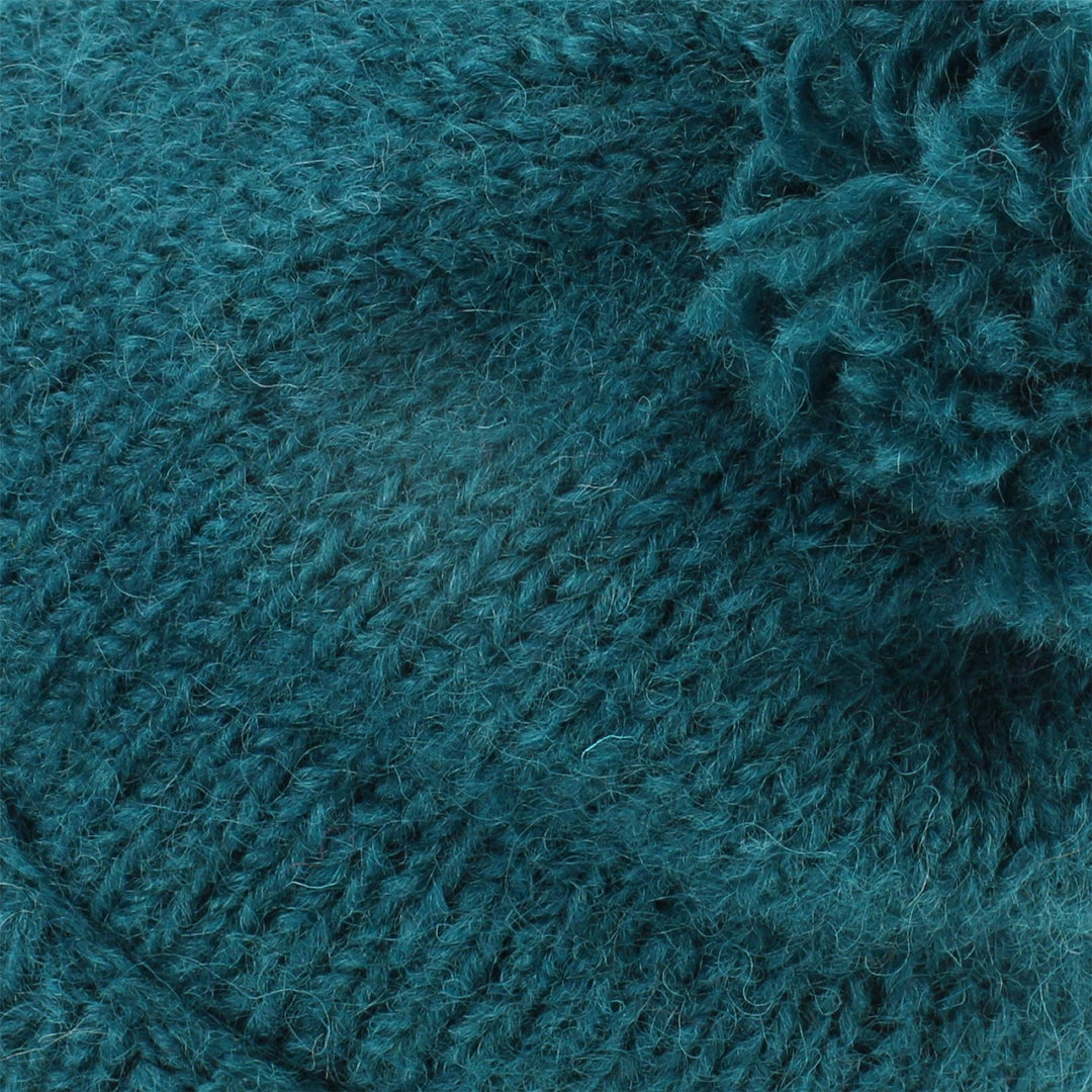 Chunky Wool Knit Baggy Slouch Beanie Bobble Hat - Teal