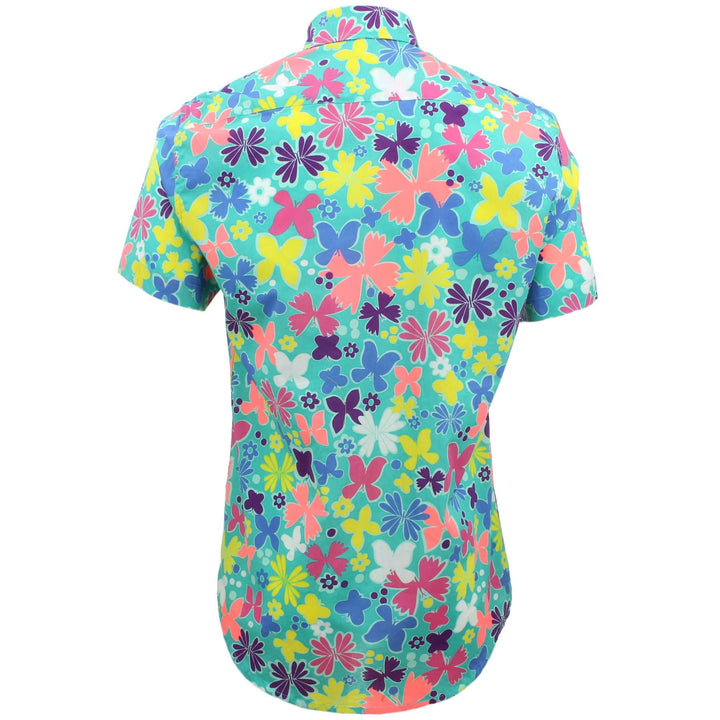 Tailored Fit Short Sleeve Shirt - Abstract Butterflies