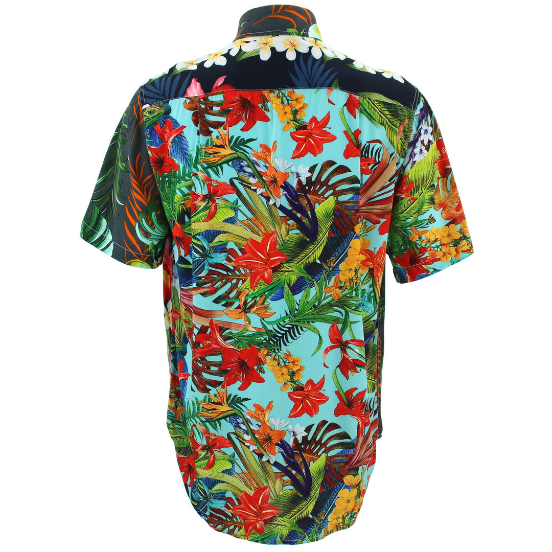 Regular Fit Short Sleeve Shirt - Random Mixed Panel - Tropical