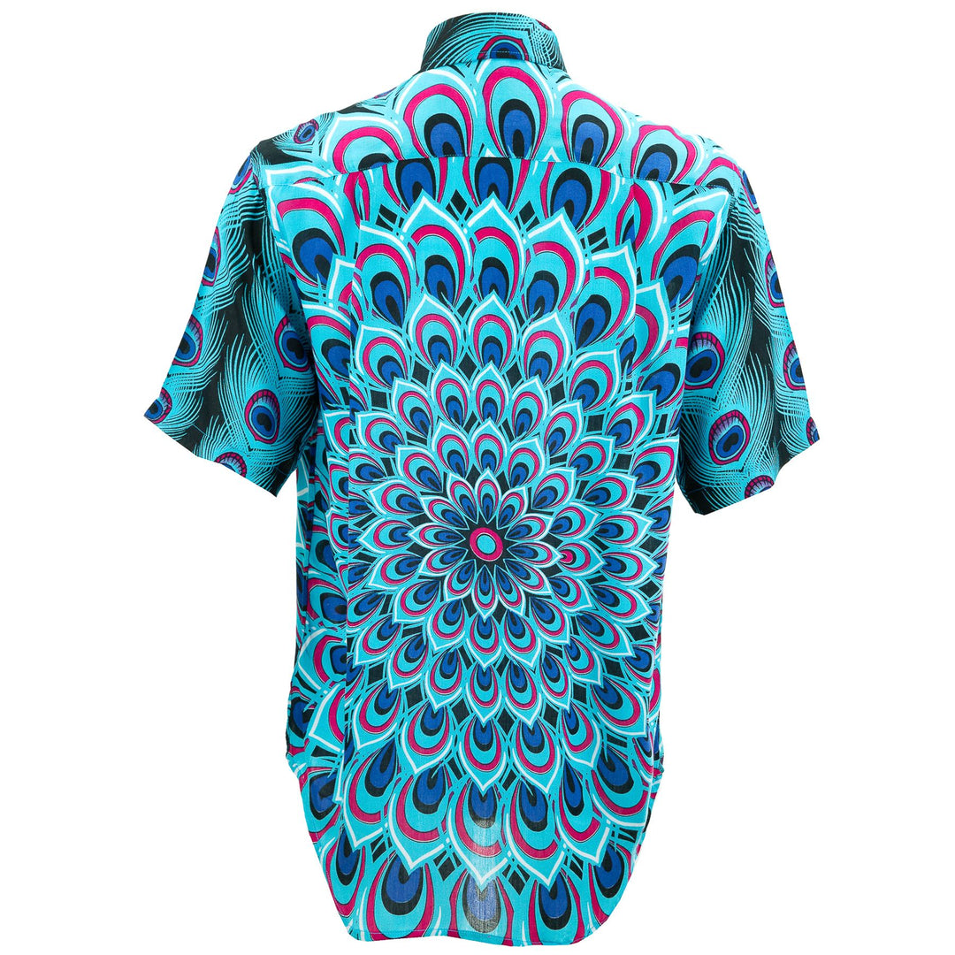 Regular Fit Short Sleeve Shirt - Peacock Mandala - Blue