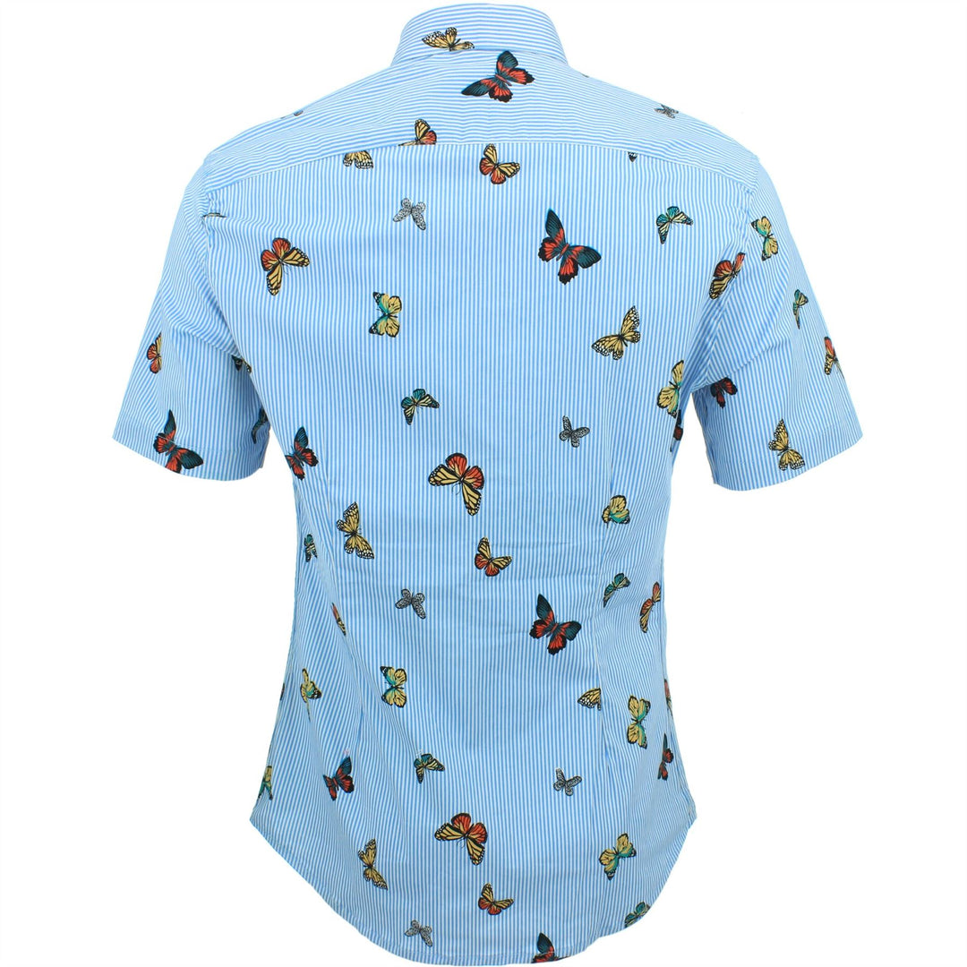 Slim Fit Short Sleeve Shirt - Butterfly Stripes