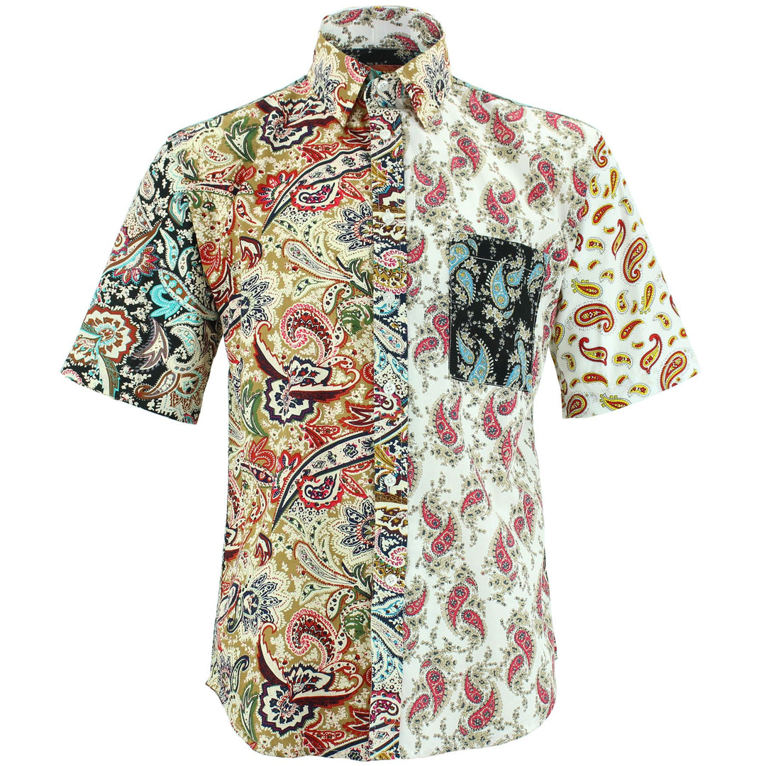 Regular Fit Short Sleeve Shirt - Random Mixed Panel - Paisley