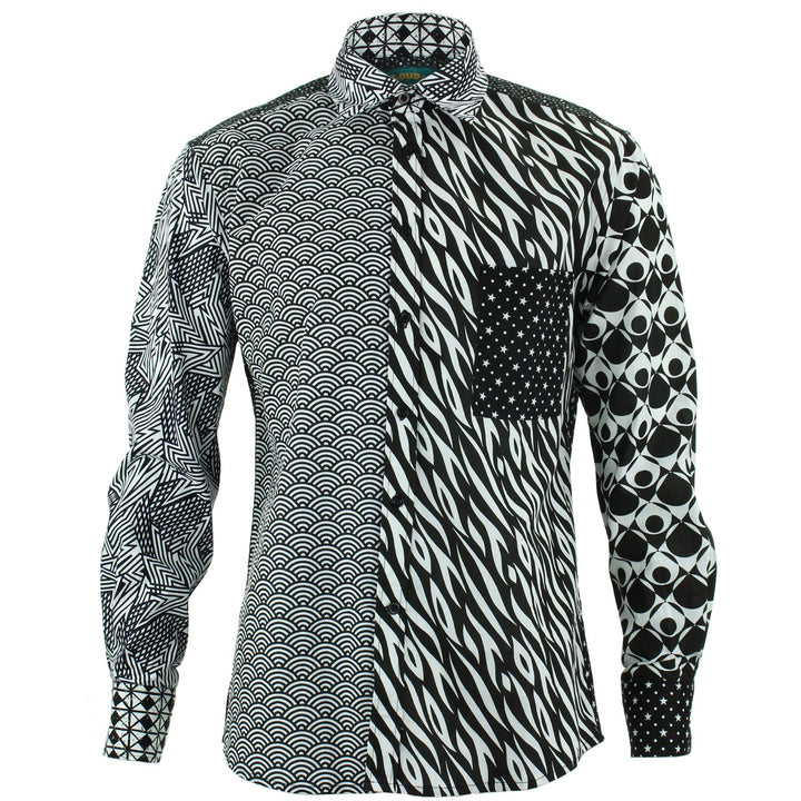 Regular Fit Long Sleeve Shirt - Random Mixed Panel - Mono