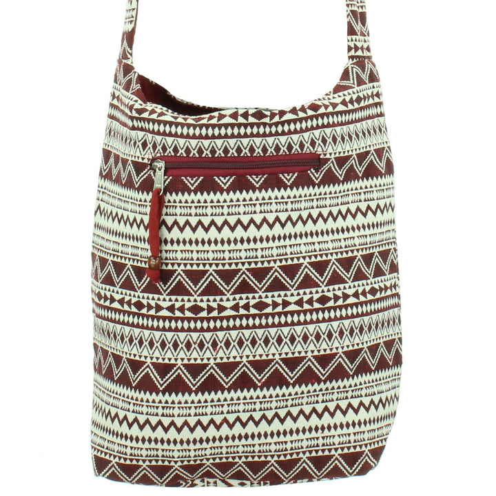 Cotton Canvas Sling Shoulder Bag - Red