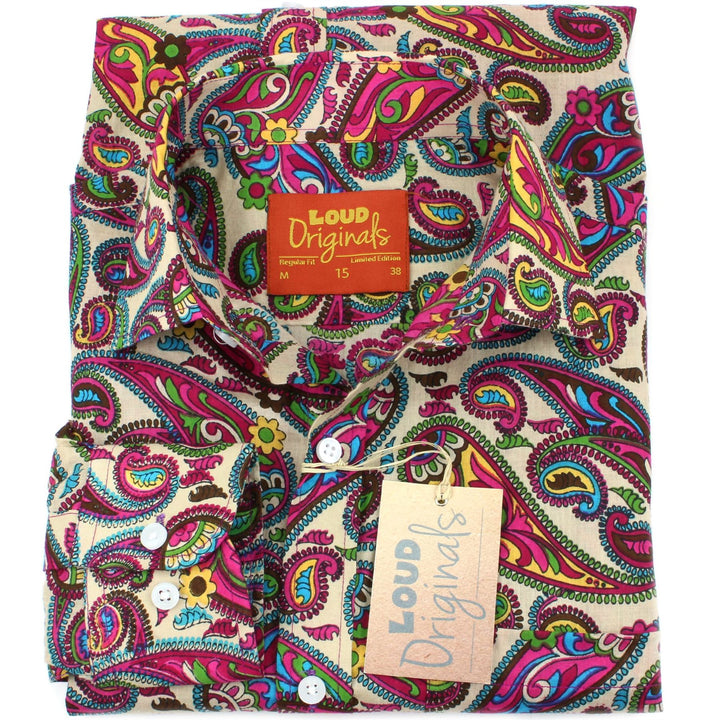 Regular Fit Long Sleeve Shirt - Purple & Yellow Paisley