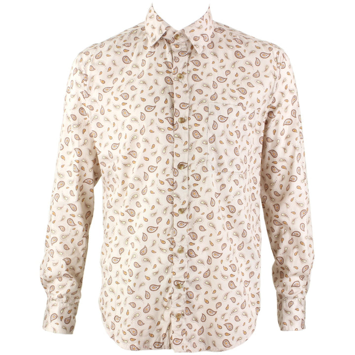 Regular Fit Long Sleeve Shirt - Beige Paisley