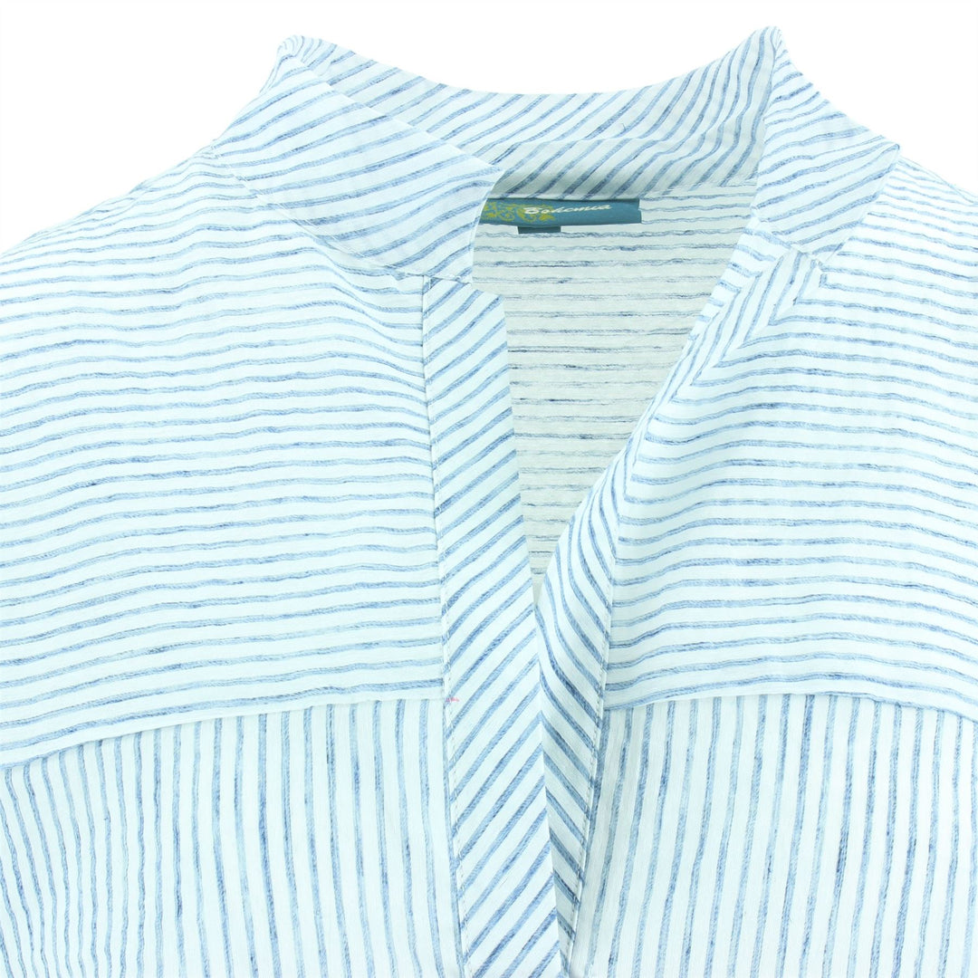 Woven Blouse Shirt - White Blue Stripe