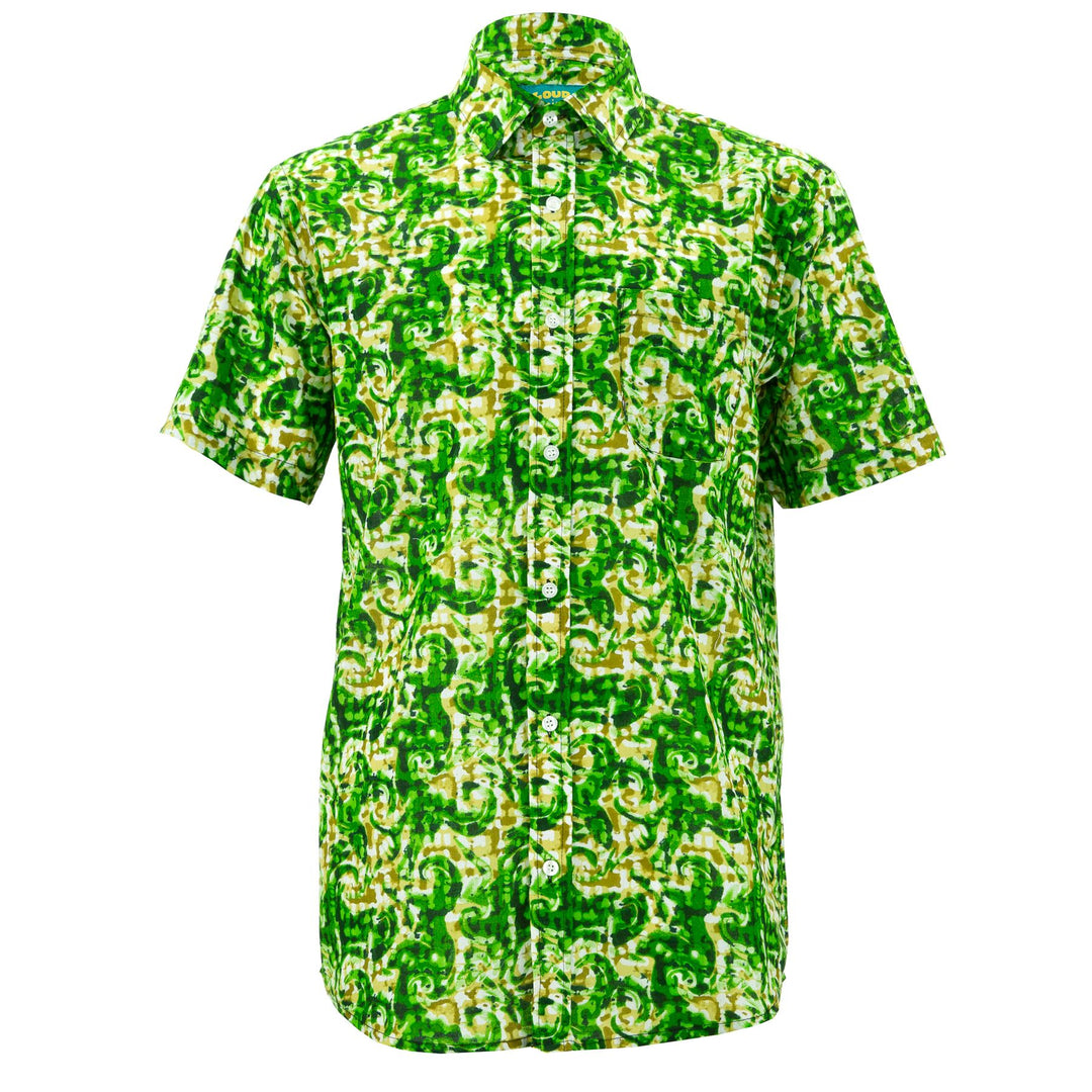 Regular Fit Short Sleeve Shirt - Green Ripple