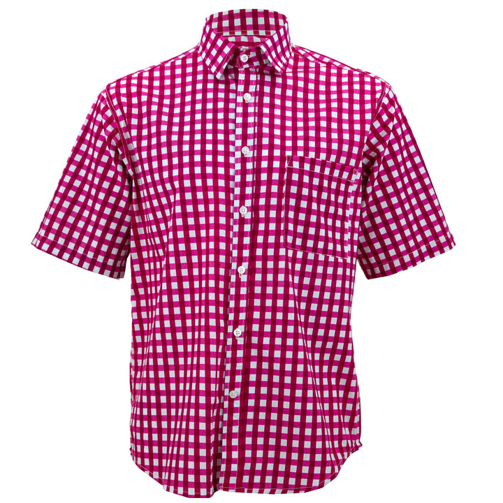 Regular Fit Short Sleeve Shirt - Gingham Check - Pink