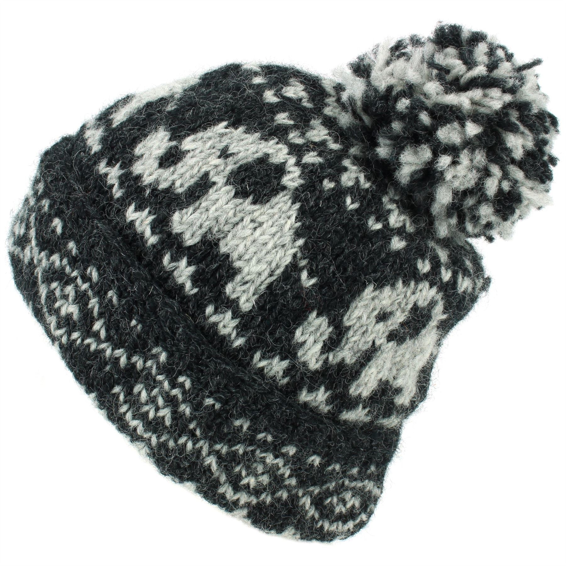 Black orders and White Fair Isle Bobble Knit Wool