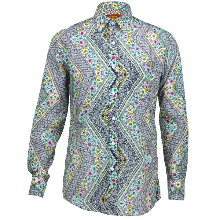 Regular Fit Long Sleeve Shirt - Floral Zig Zag