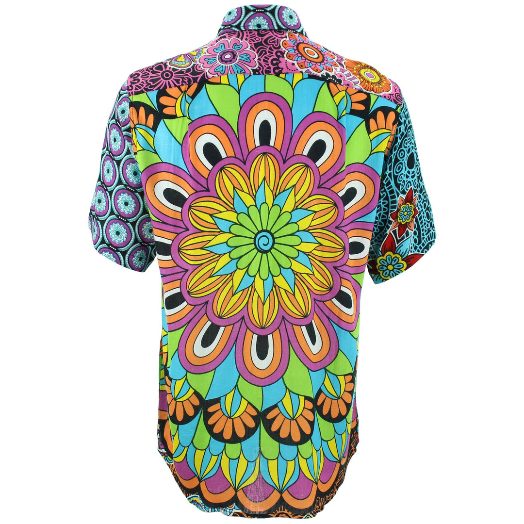 Regular Fit Short Sleeve Shirt - Random Mixed Panel - Carnival Mandala