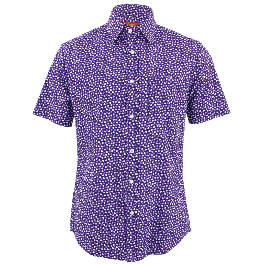 Tailored Fit Short Sleeve Shirt - Purple Hearts