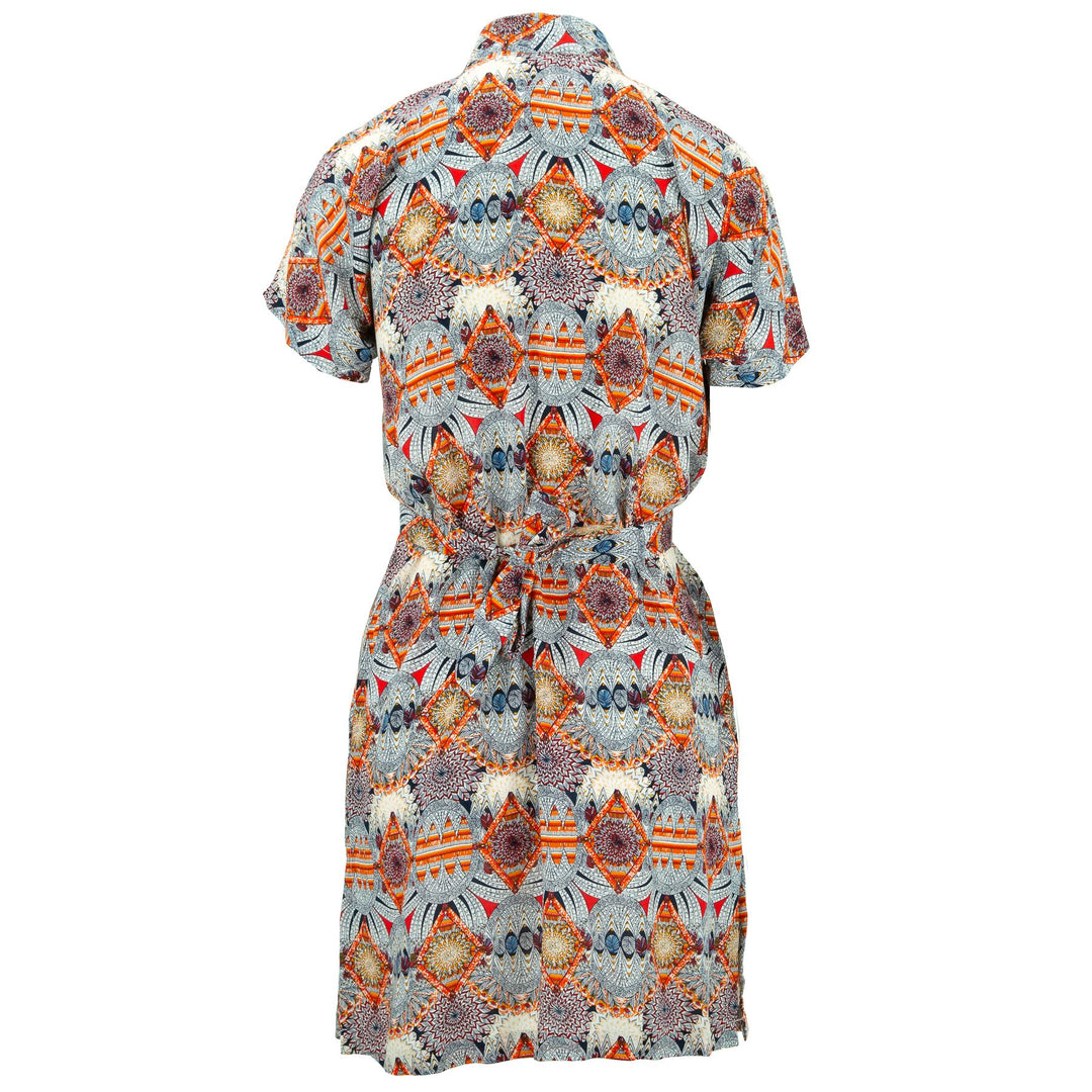 Mandarin Mini Dress - Geometric