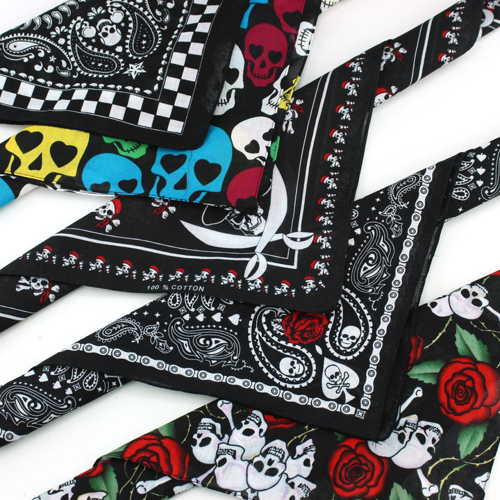 Bandana Face Cover Mask - Set of 5 - Skulls