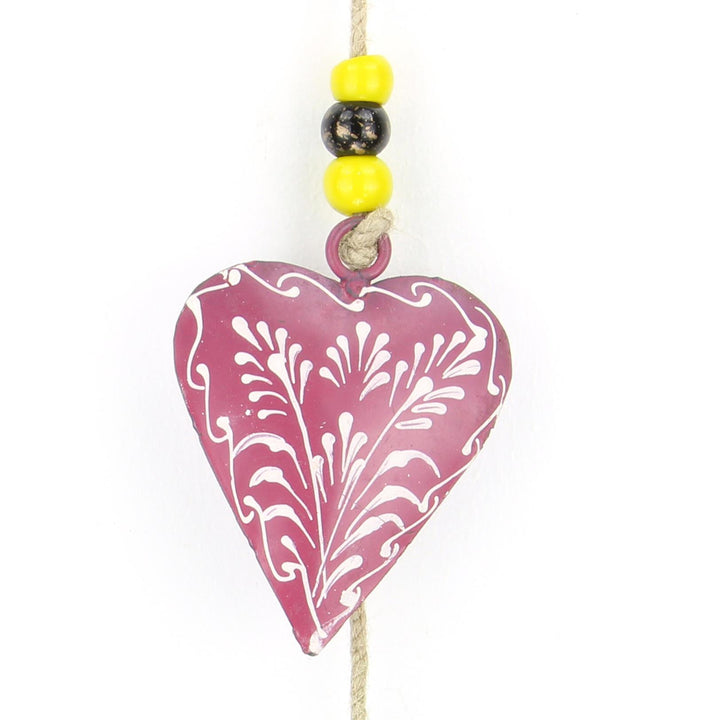 Hanging Mobile Decoration String of Hearts - Pink - Sand String