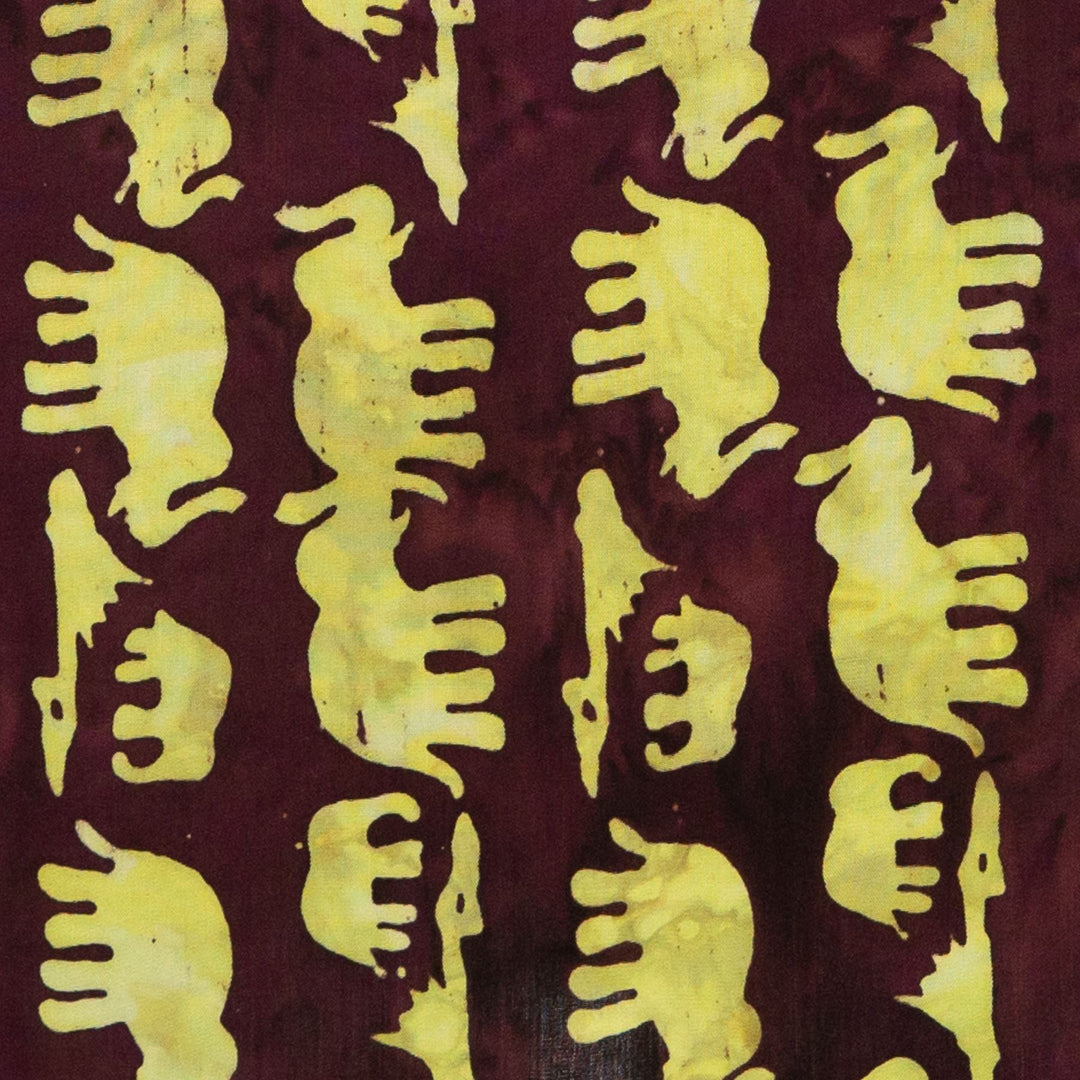 Regular Fit Short Sleeve Shirt - Herd of Elephants - Maroon